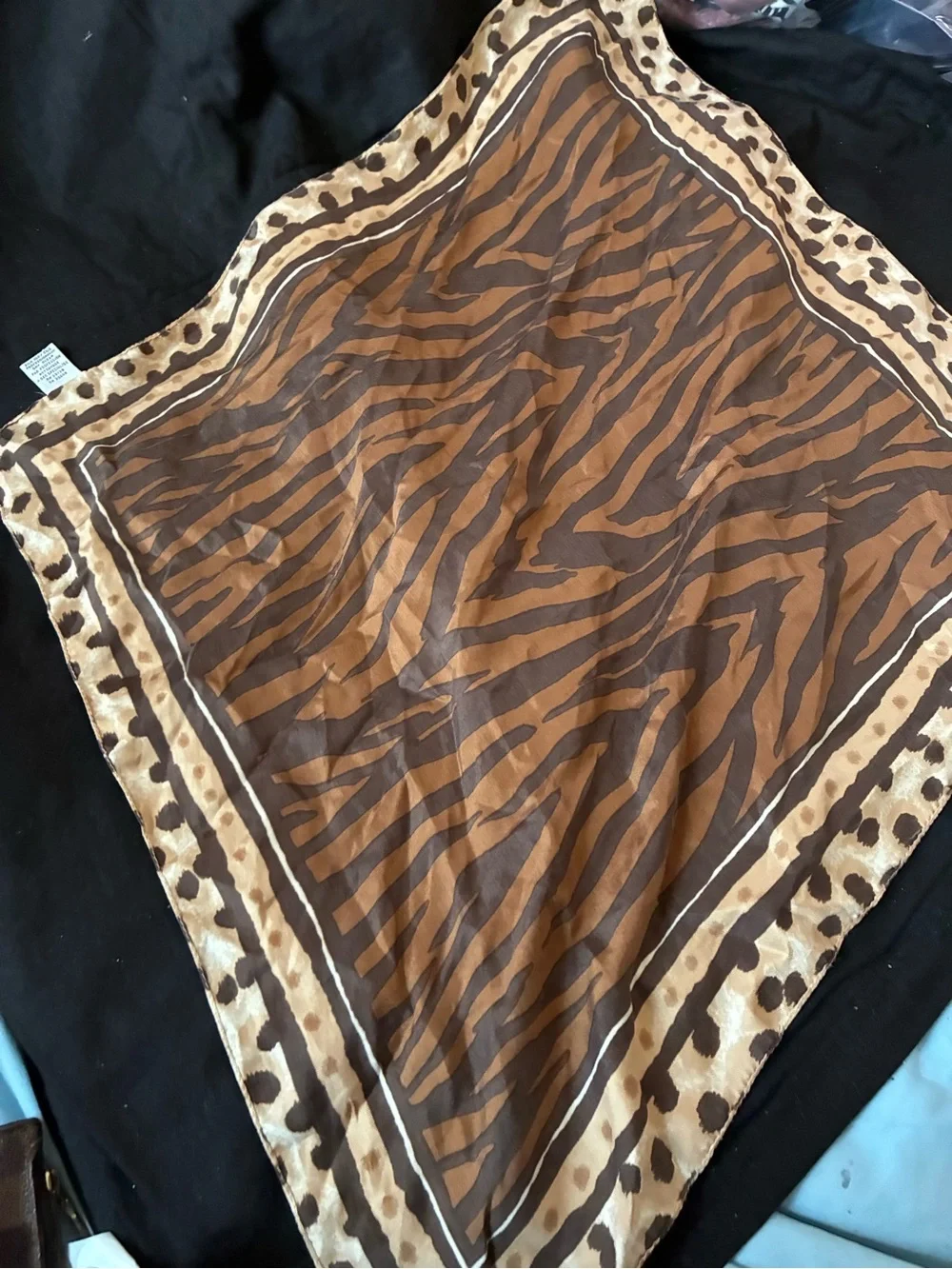 Echo Silk Brown Tan Animal Print Silk Scarf
